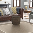Gallerie Decor Fiji Transitional Wood Drum Storage Ottoman in Walnut