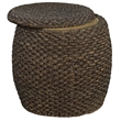 Gallerie Decor Fiji Transitional Wood Drum Storage Ottoman in Walnut