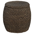 Gallerie Decor Fiji Transitional Wood Drum Storage Ottoman in Walnut