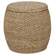 Gallerie Decor Fiji Transitional Wood Drum Storage Ottoman in Natural