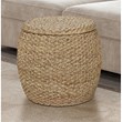 Gallerie Decor Fiji Transitional Wood Drum Storage Ottoman in Natural