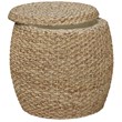 Gallerie Decor Fiji Transitional Wood Drum Storage Ottoman in Natural