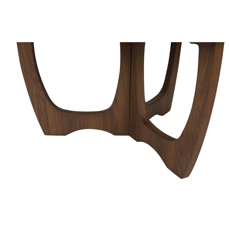 Gallerie Decor Edgewood Contemporary Wood Coffee Table with Carved Leg in Walnut