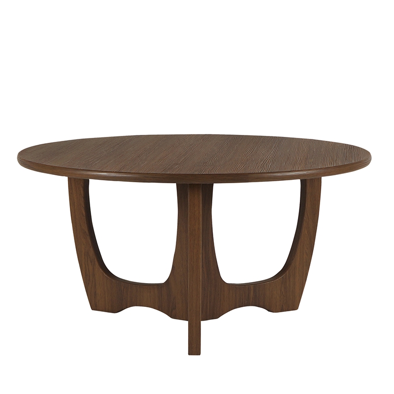 Gallerie Decor Edgewood Contemporary Wood Coffee Table with Carved Leg in Walnut
