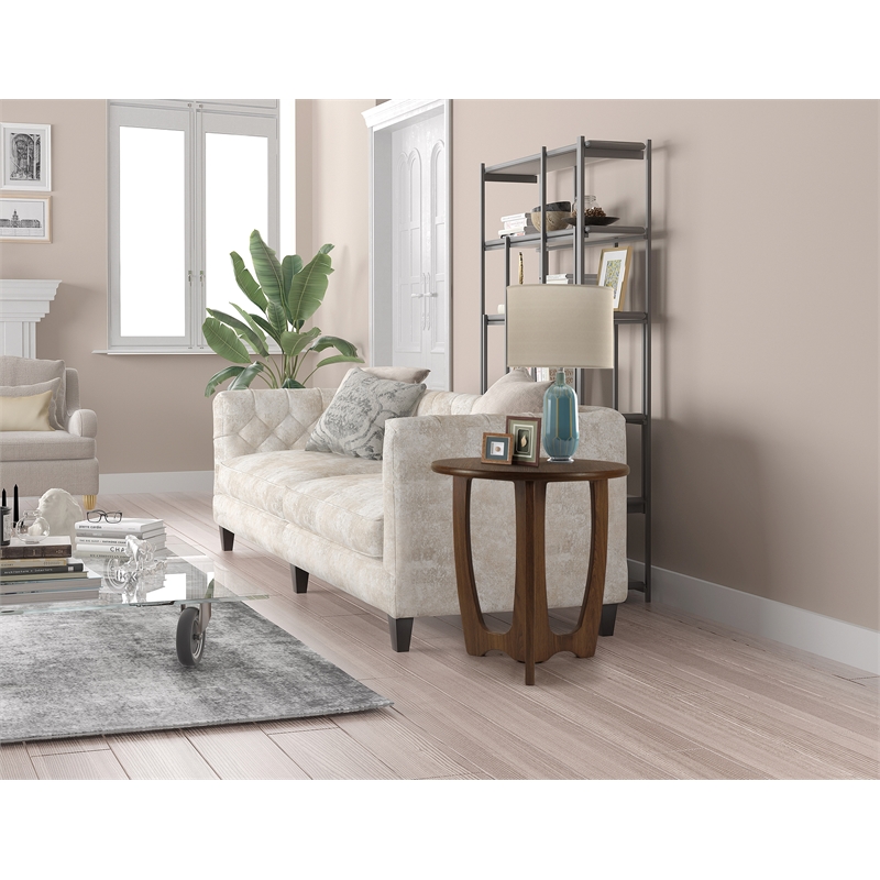 Gallerie Decor Edgewood Contemporary Wood Side Table with Carved Leg in Walnut