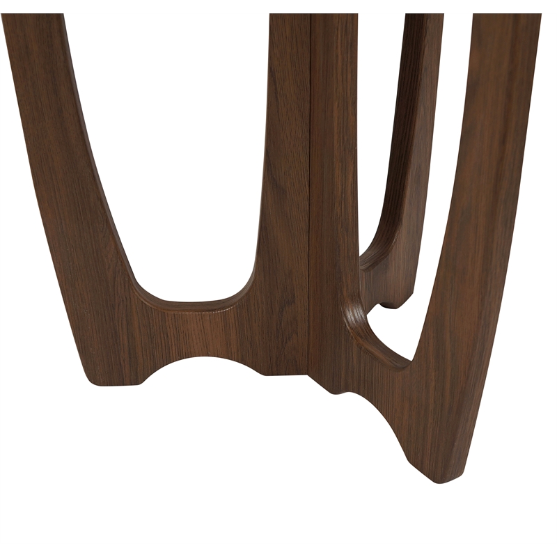 Gallerie Decor Edgewood Contemporary Wood Side Table with Carved Leg in Walnut