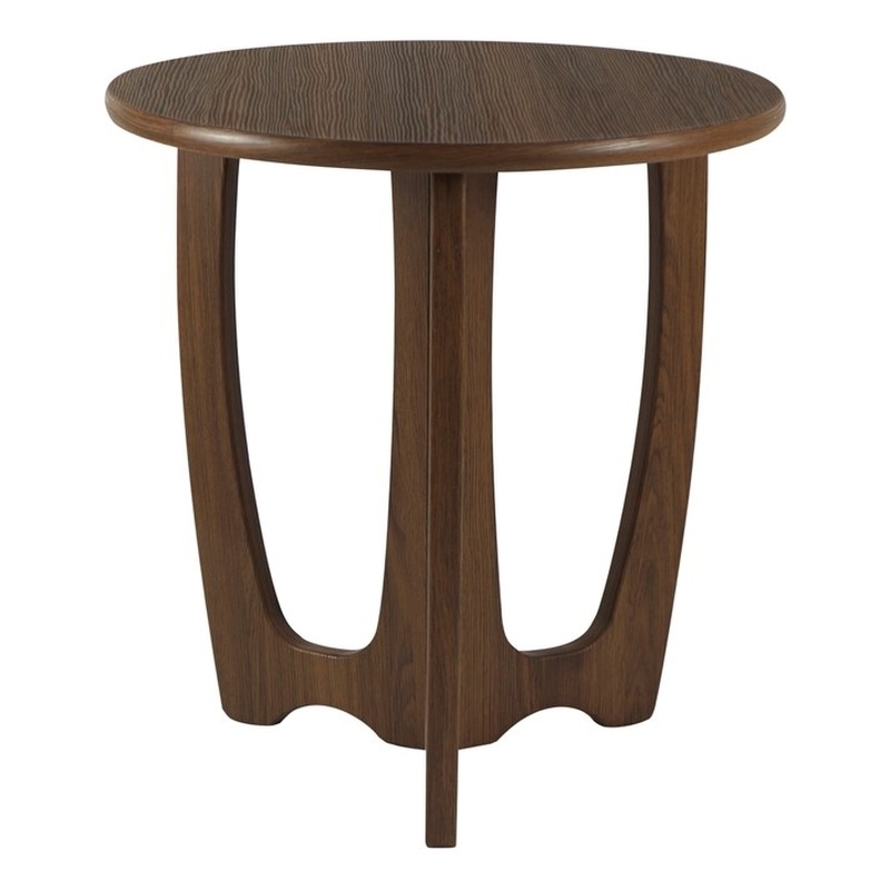 Gallerie Decor Edgewood Contemporary Wood Side Table with Carved Leg in Walnut