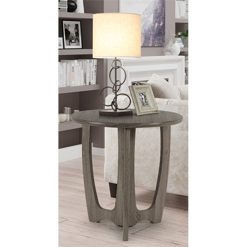 Gallerie Decor Edgewood Contemporary Wood Side Table with Carved Leg in Gray