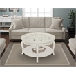 Gallerie Decor Antiqued Carved Transitional Wood Coffee Table in White