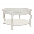 Gallerie Decor Antiqued Carved Transitional Wood Coffee Table in White
