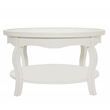 Gallerie Decor Antiqued Carved Transitional Wood Coffee Table in White