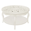 Gallerie Decor Antiqued Carved Transitional Wood Coffee Table in White