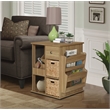 Gallerie Decor All-In-One Transitional Wood Revolving Side Table in Natural