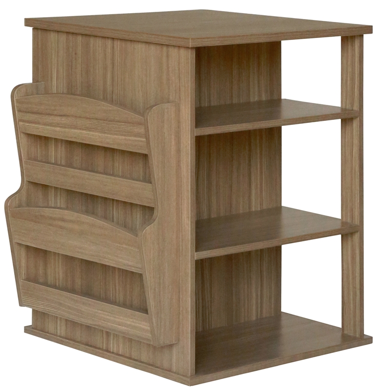 Gallerie Decor All-In-One Transitional Wood Revolving Side Table in Natural