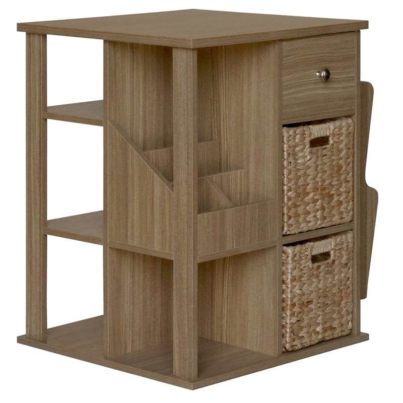 Gallerie Decor All-In-One Transitional Wood Revolving Side Table in Natural
