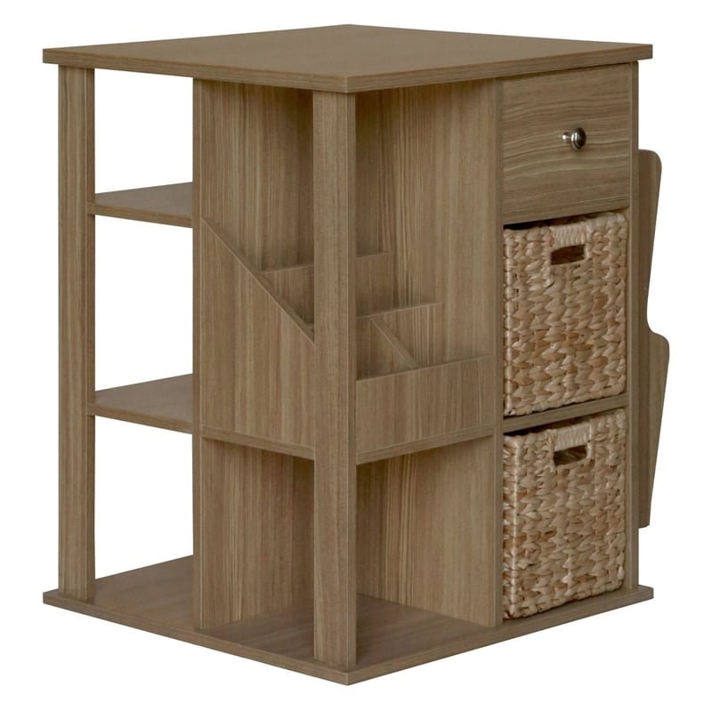 Gallerie Decor All-In-One Transitional Wood Revolving Side Table in Espresso