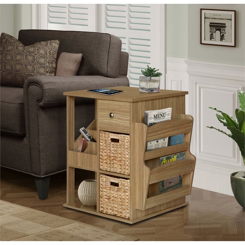 Gallerie Decor All-In-One Transitional Wood Revolving Side Table in Espresso