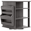 Gallerie Decor All-In-One Transitional Wood Revolving Side Table in Gray