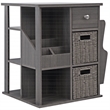 Gallerie Decor All-In-One Transitional Wood Revolving Side Table in Gray