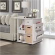 Gallerie Decor All-In-One Transitional Wood Revolving Side Table in Whitewashed