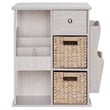 Gallerie Decor All-In-One Transitional Wood Revolving Side Table in Whitewashed