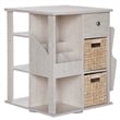 Gallerie Decor All-In-One Transitional Wood Revolving Side Table in Whitewashed