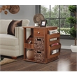 Gallerie Decor All-In-One Transitional Wood Revolving Side Table in Walnut