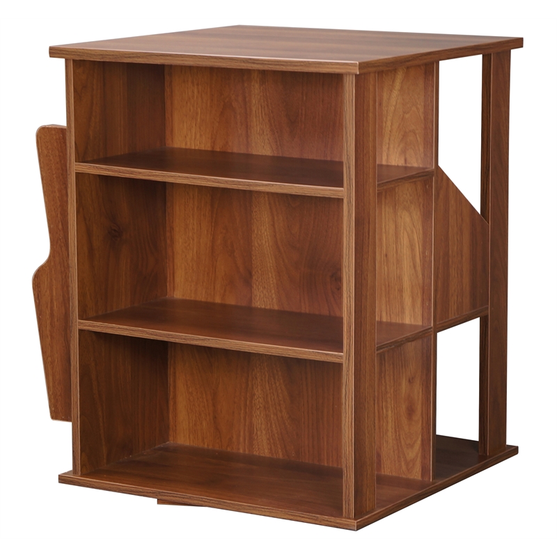 Gallerie Decor All-In-One Transitional Wood Revolving Side Table in Walnut