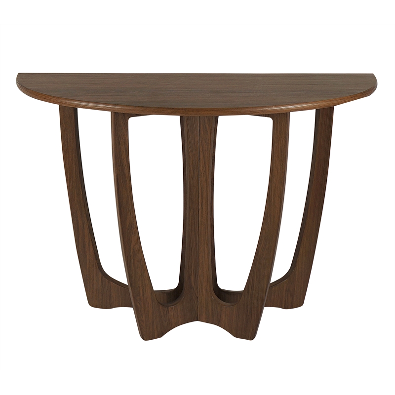 Gallerie Decor Edgewood Wood Console Table with Carved Leg in Walnut