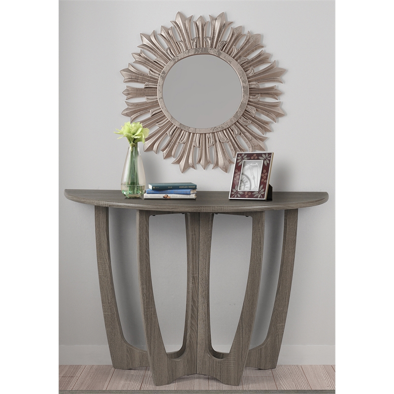 Gallerie Decor Edgewood Contemporary Wood Console Table with Carved Leg in Gray
