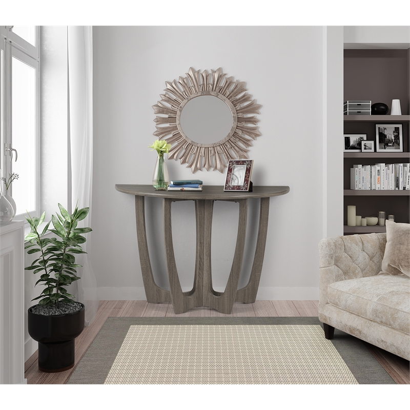 Gallerie Decor Edgewood Contemporary Wood Console Table with Carved Leg in Gray