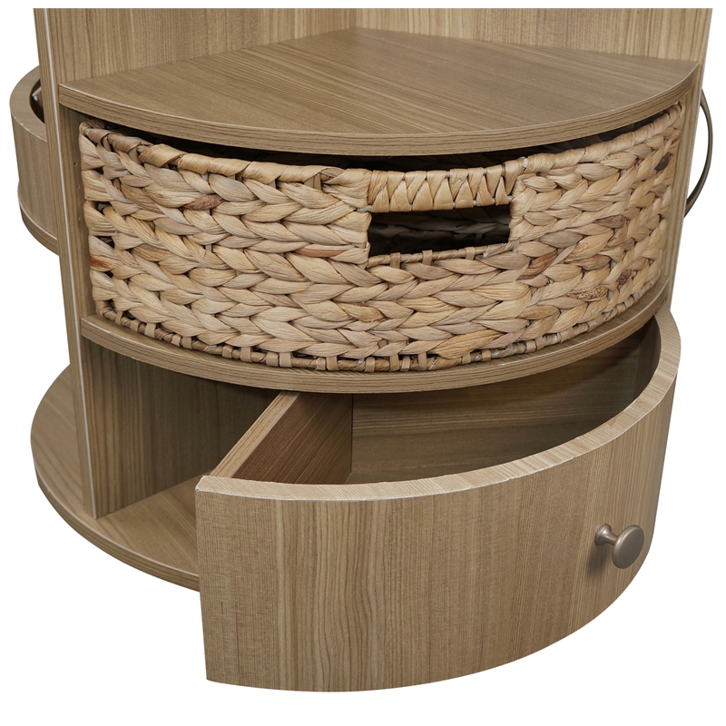 Gallerie Decor All-In-One Round Transitional Wood Side Table in Natural