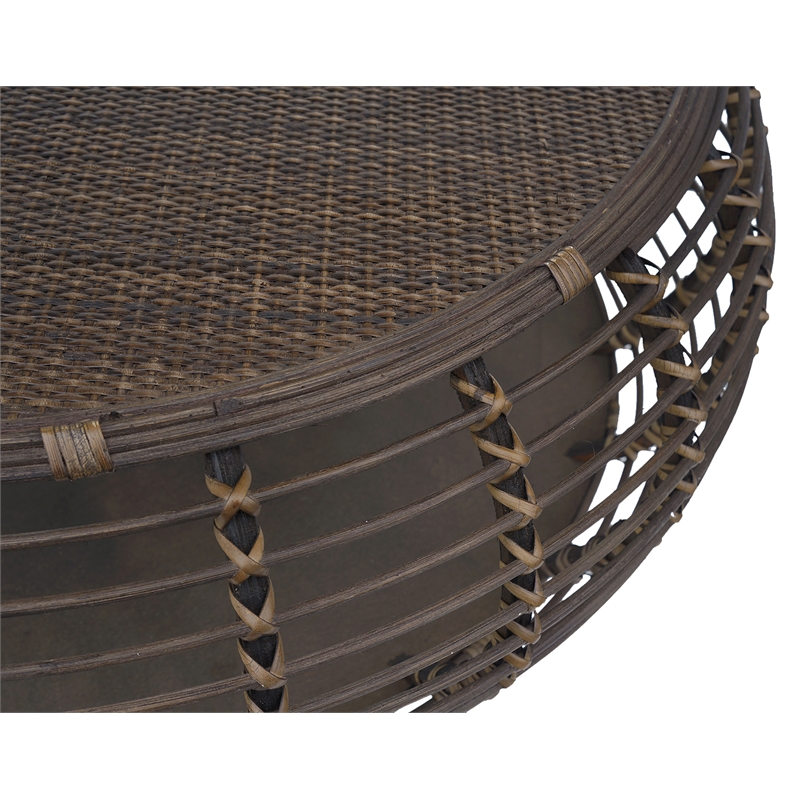 Gallerie Decor Java Transitional Rattan Coffee Table in Espresso