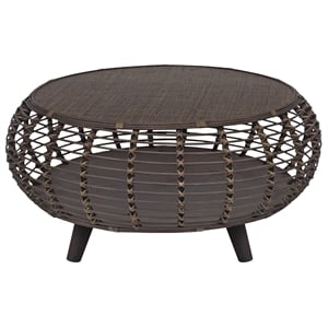 Gallerie Decor Java Transitional Rattan Coffee Table in Espresso