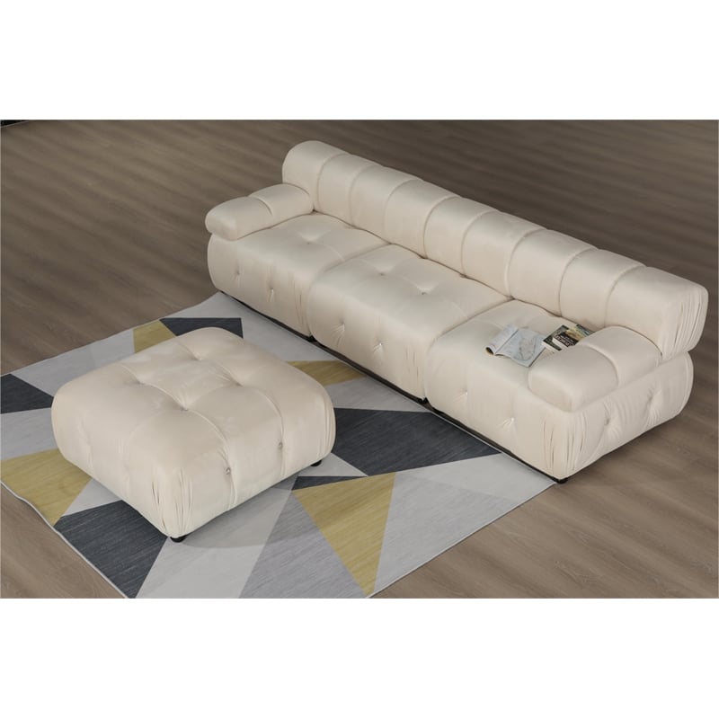 Legend Vansen Flexible Combination Velvet Modular Sectional in Cream
