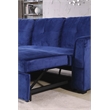 Legend Vansen Convertible Modern Velvet Sleeper Sectional Sofa in Blue