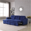 Legend Vansen Convertible Modern Velvet Sleeper Sectional Sofa in Blue