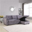 Legend Vansen Convertible Modern Velvet Sleeper Sectional Sofa in Gray