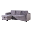 Legend Vansen Convertible Modern Velvet Sleeper Sectional Sofa in Gray