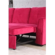 Legend Vansen Convertible Modern Velvet Sleeper Sectional Sofa in Red