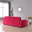 Legend Vansen Convertible Modern Velvet Sleeper Sectional Sofa in Red