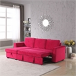 Legend Vansen Convertible Modern Velvet Sleeper Sectional Sofa in Red