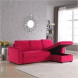 Legend Vansen Convertible Modern Velvet Sleeper Sectional Sofa in Red