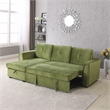 Legend Vansen Convertible Modern Velvet Sleeper Sectional Sofa in Green