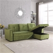 Legend Vansen Convertible Modern Velvet Sleeper Sectional Sofa in Green