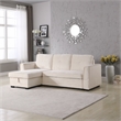 Legend Vansen Convertible Modern Velvet Sleeper Sectional Sofa in Cream