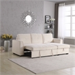 Legend Vansen Convertible Modern Velvet Sleeper Sectional Sofa in Cream