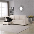Legend Vansen Convertible Modern Velvet Sleeper Sectional Sofa in Cream