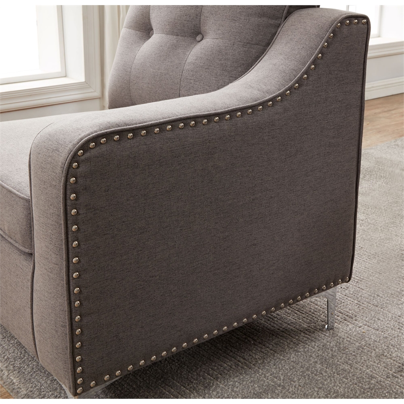 Legend Vansen Modular Modern Wood & Fabric Sectional in Dark Gray