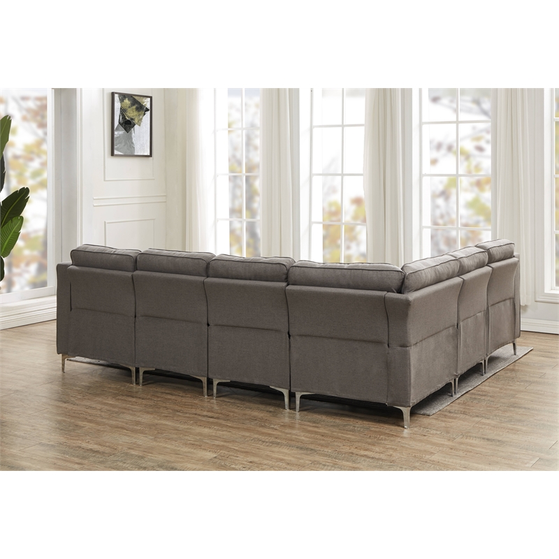 Legend Vansen Modular Modern Wood & Fabric Sectional in Dark Gray